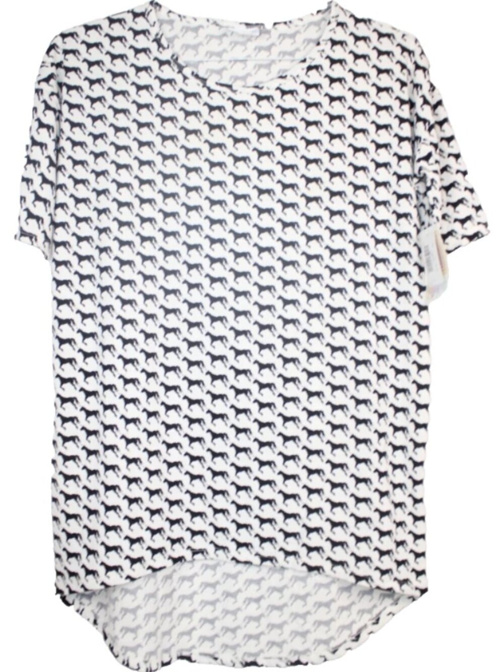 LuLaRoe IRMA T Shirt Women's Top NWT Size XXS 2XS Unicorn Pattern Black White